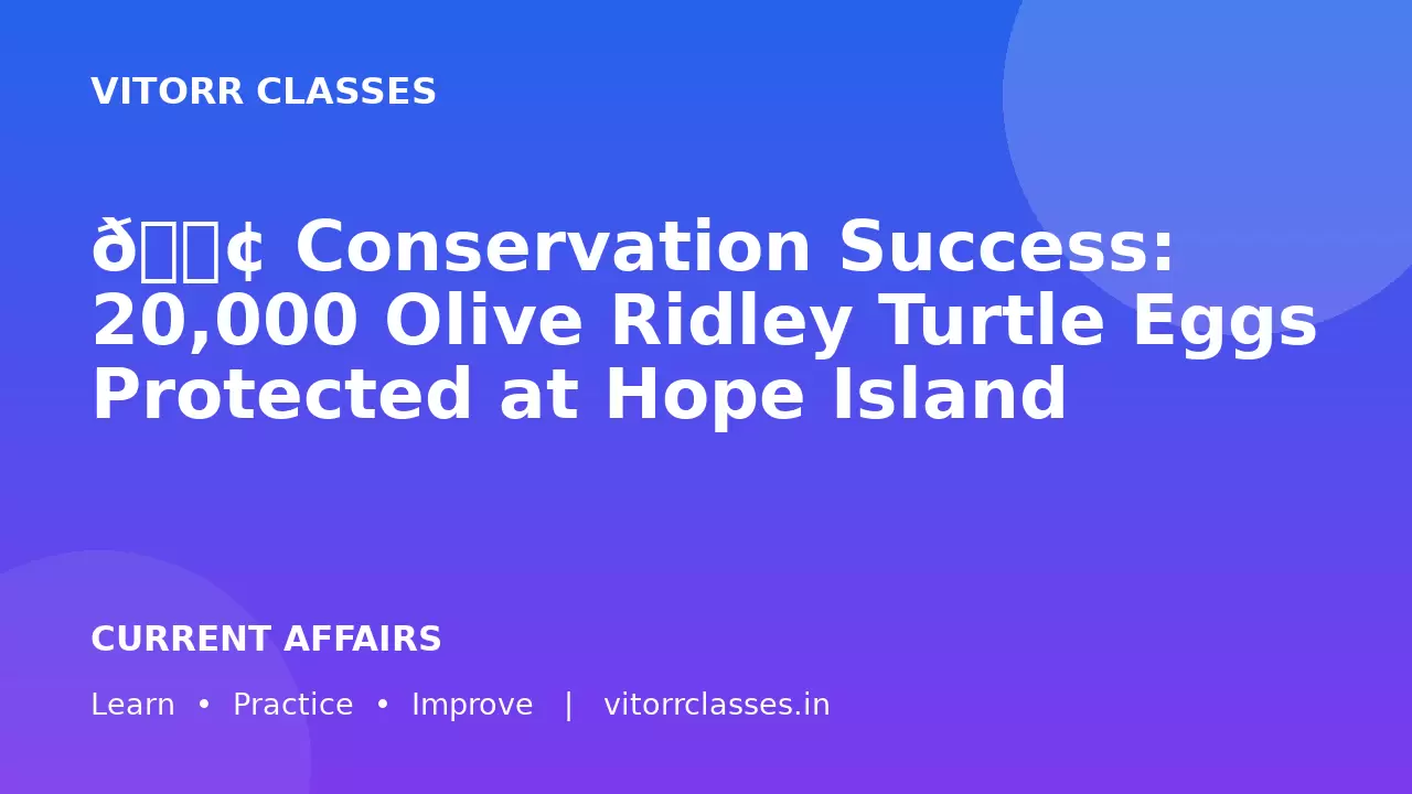 🐢 Conservation Success: 20,000 Olive Ridley Turtle Eggs Protected at Hope Island