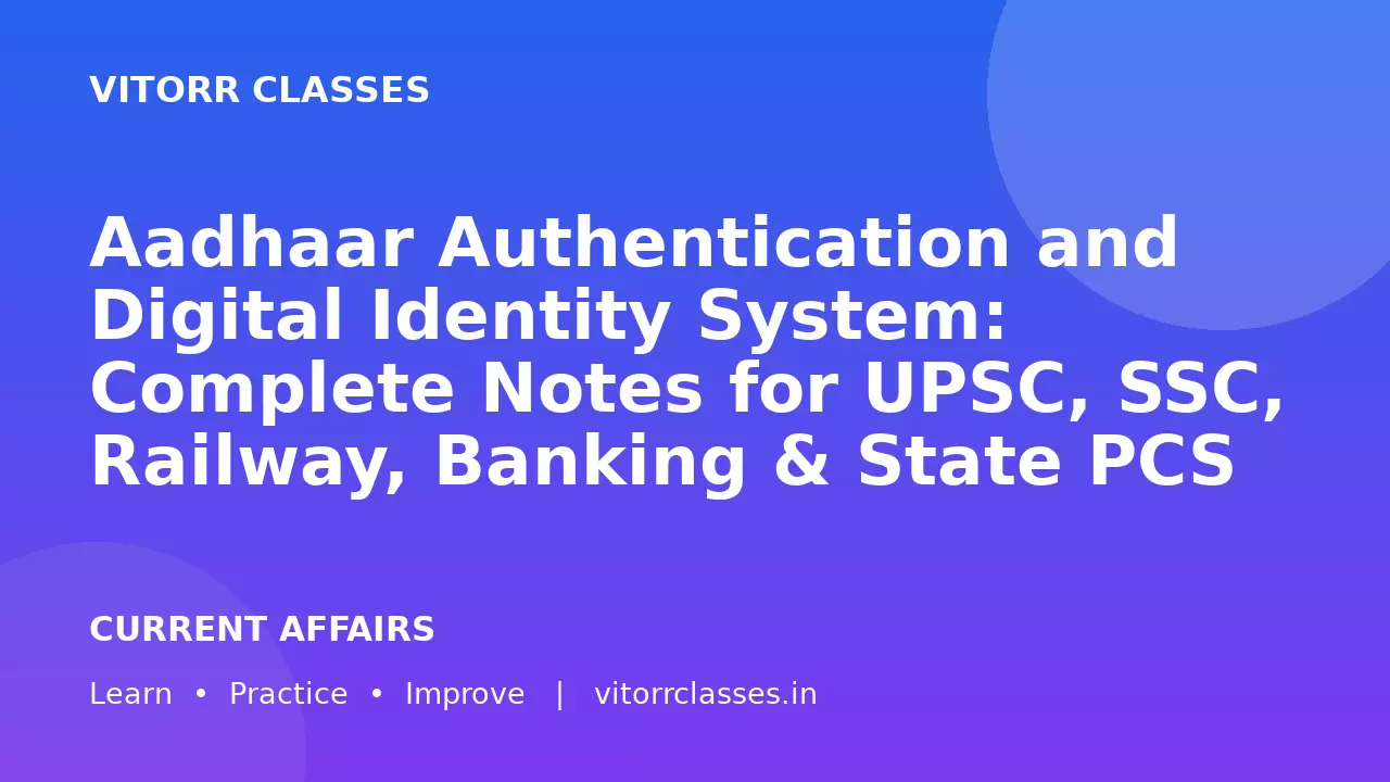 Aadhaar Authentication and Digital Identity System: Complete Notes for UPSC, SSC, Railway, Banking & State PCS