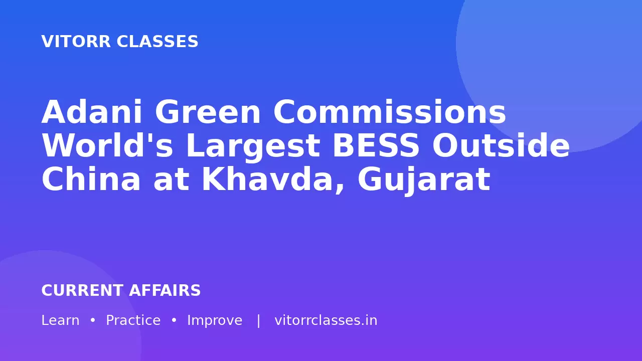 Adani Green Commissions World's Largest BESS Outside China at Khavda, Gujarat