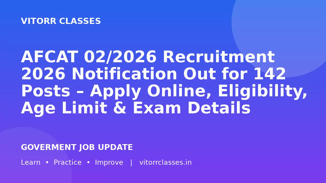 AFCAT 02/2026 Recruitment 2026 Notification Out for 142 Posts – Apply Online, Eligibility, Age Limit & Exam Details