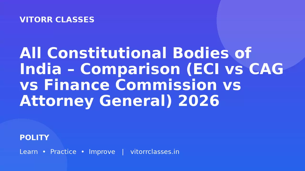 All Constitutional Bodies of India – Comparison (ECI vs CAG vs Finance Commission vs Attorney General) 2026