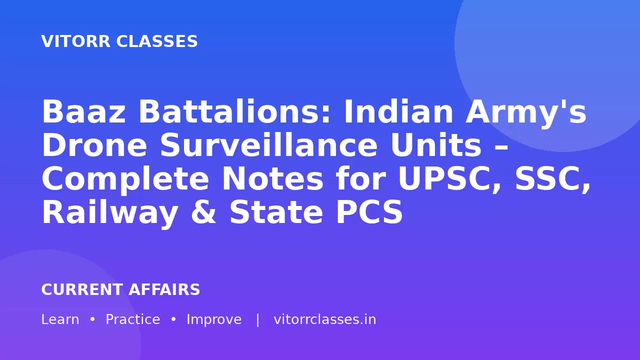 Baaz Battalions: Indian Army's Drone Surveillance Units – Complete Notes for UPSC, SSC, Railway & State PCS
