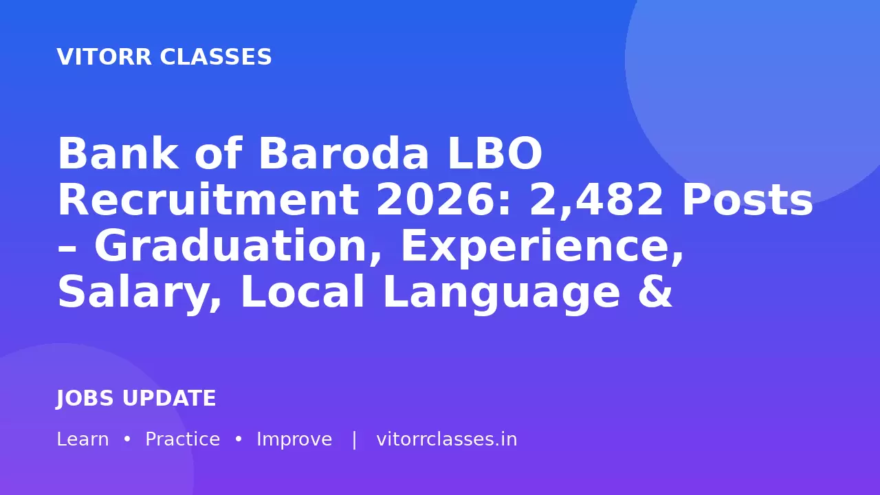 Bank of Baroda LBO Recruitment 2026: 2,482 Posts – Graduation, Experience, Salary, Local Language & Apply Online