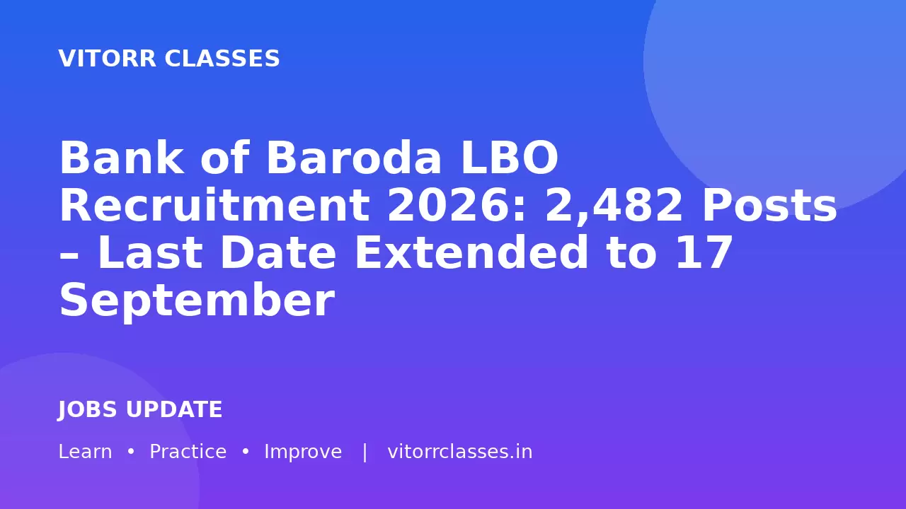 Bank of Baroda LBO Recruitment 2026: 2,482 Posts – Last Date Extended to 17 September