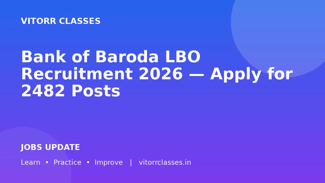 Bank of Baroda LBO Recruitment 2026 — Apply for 2482 Posts