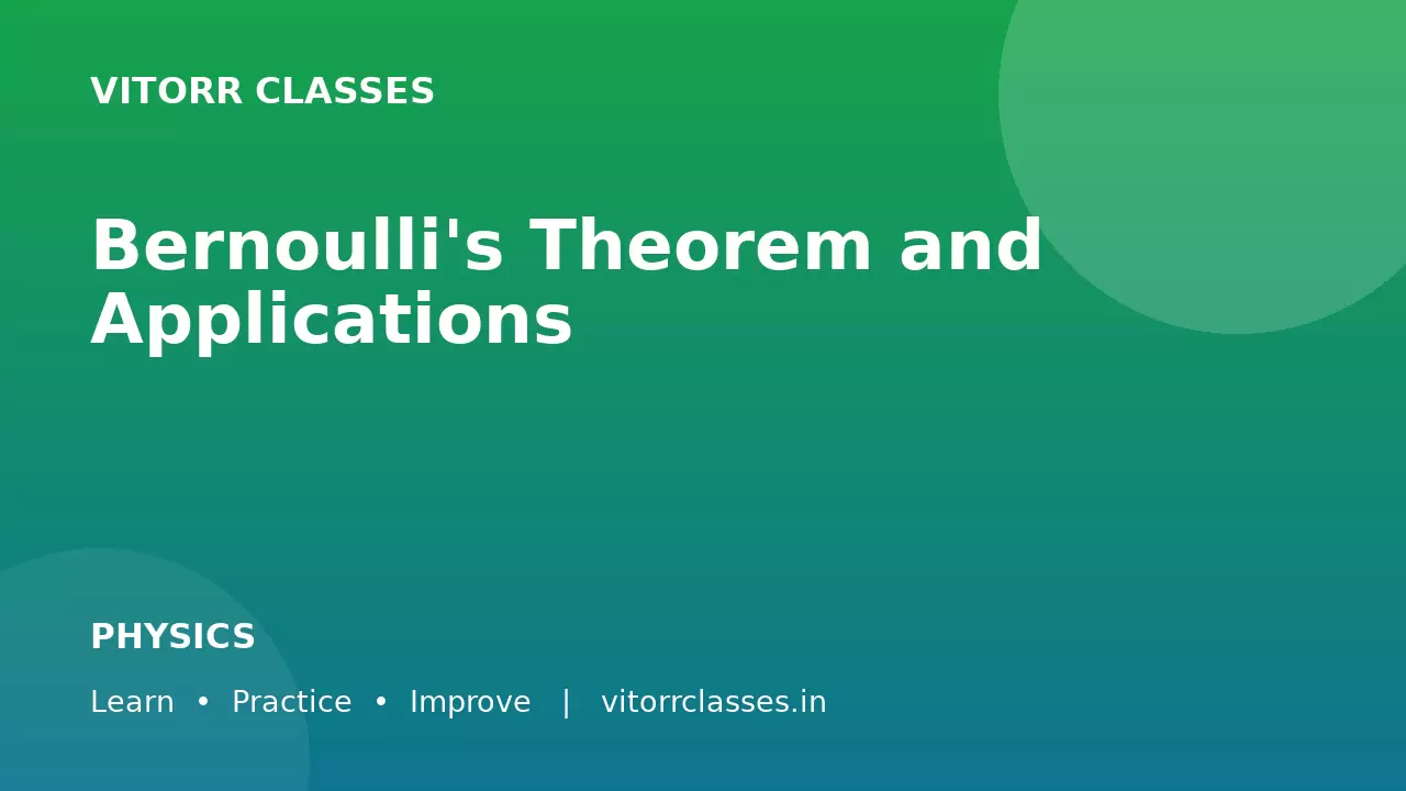 Bernoulli's Theorem and Applications | बर्नौली प्रमेय