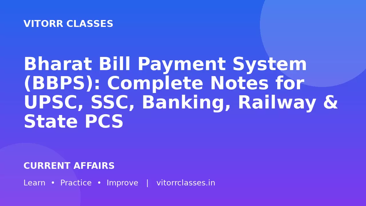 Bharat Bill Payment System (BBPS): Complete Notes for UPSC, SSC, Banking, Railway & State PCS