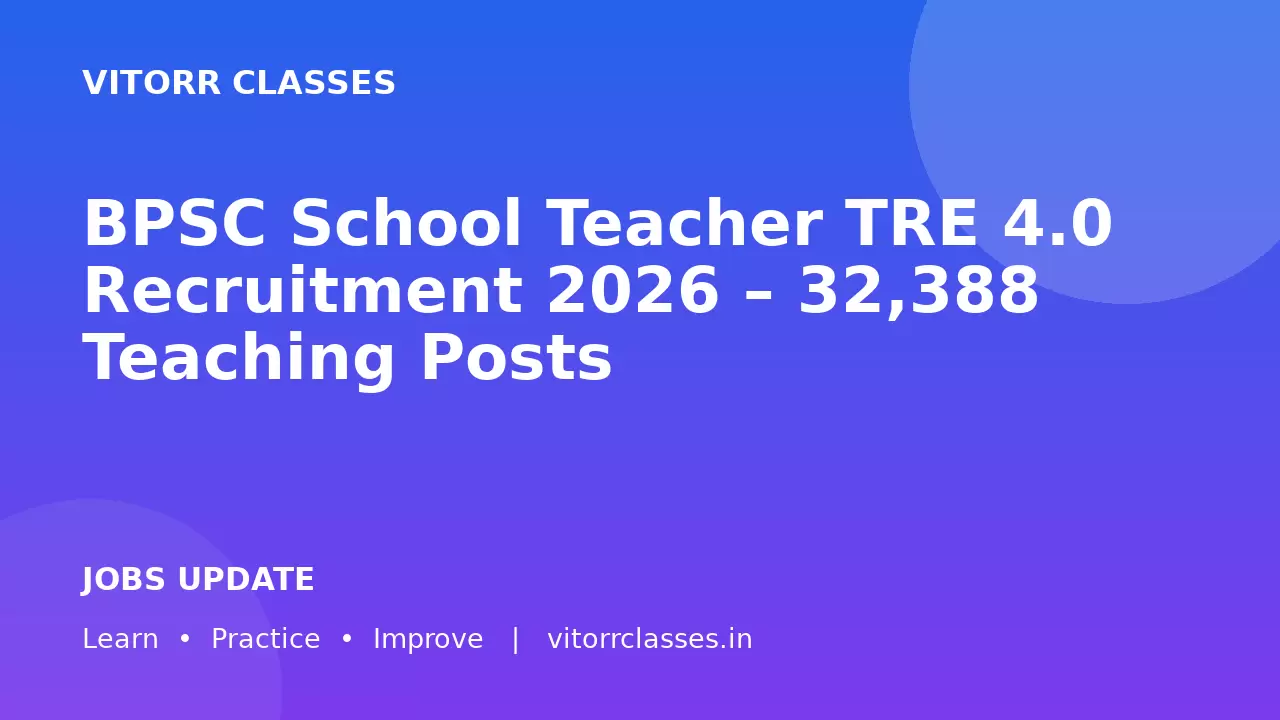 BPSC School Teacher TRE 4.0 Recruitment 2026 – 32,388 Teaching Posts