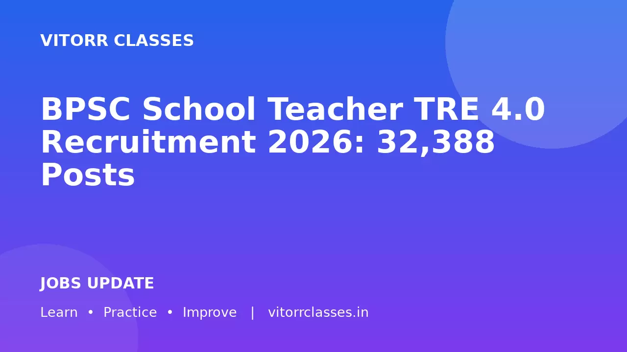 BPSC School Teacher TRE 4.0 Recruitment 2026: 32,388 Posts