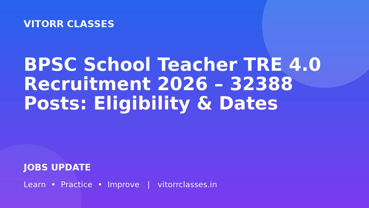 BPSC School Teacher TRE 4.0 Recruitment 2026 – 32388 Posts: Eligibility & Dates