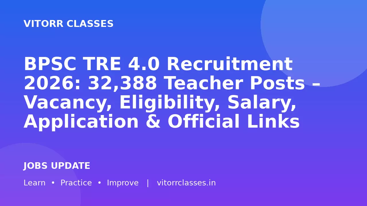 BPSC TRE 4.0 Recruitment 2026: 32,388 Teacher Posts – Vacancy, Eligibility, Salary, Application & Official Links