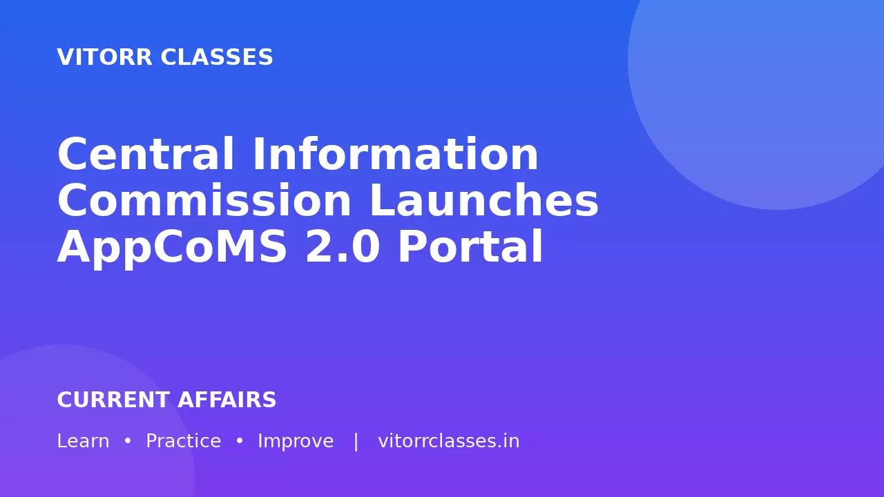 Central Information Commission Launches AppCoMS 2.0 Portal