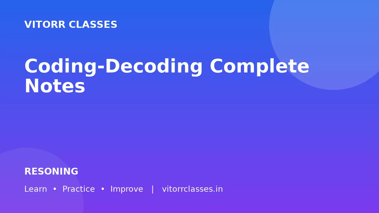 Coding-Decoding Complete Notes कूटलेखन एवं कूटवाचन सम्पूर्ण नोट्स