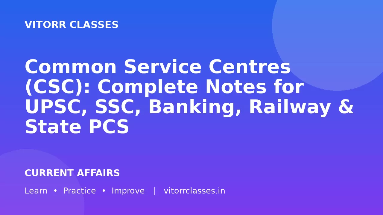 Common Service Centres (CSC): Complete Notes for UPSC, SSC, Banking, Railway & State PCS