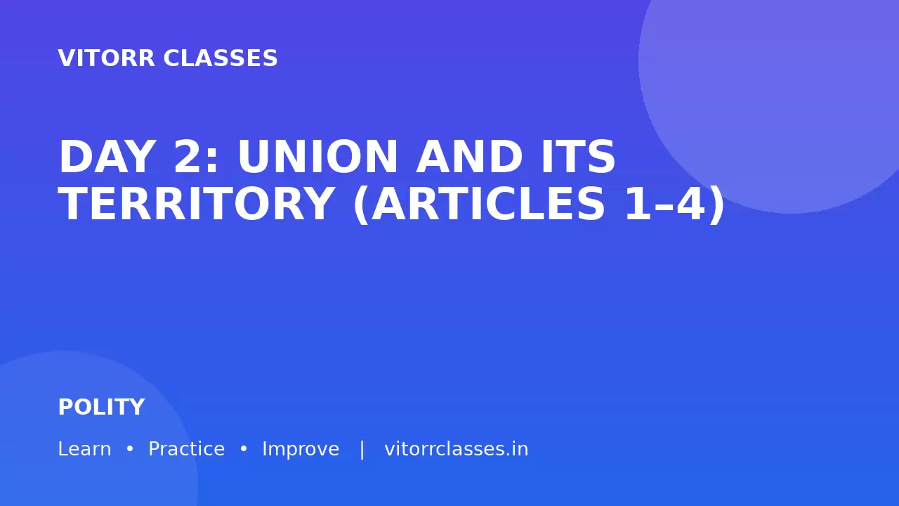 DAY 2: UNION AND ITS TERRITORY (ARTICLES 1–4)