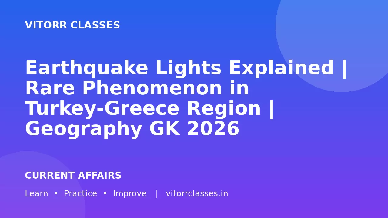 Earthquake Lights Explained | Rare Phenomenon in Turkey-Greece Region | Geography GK 2026