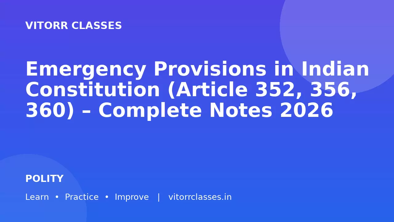Emergency Provisions in Indian Constitution (Article 352, 356, 360) – Complete Notes 2026