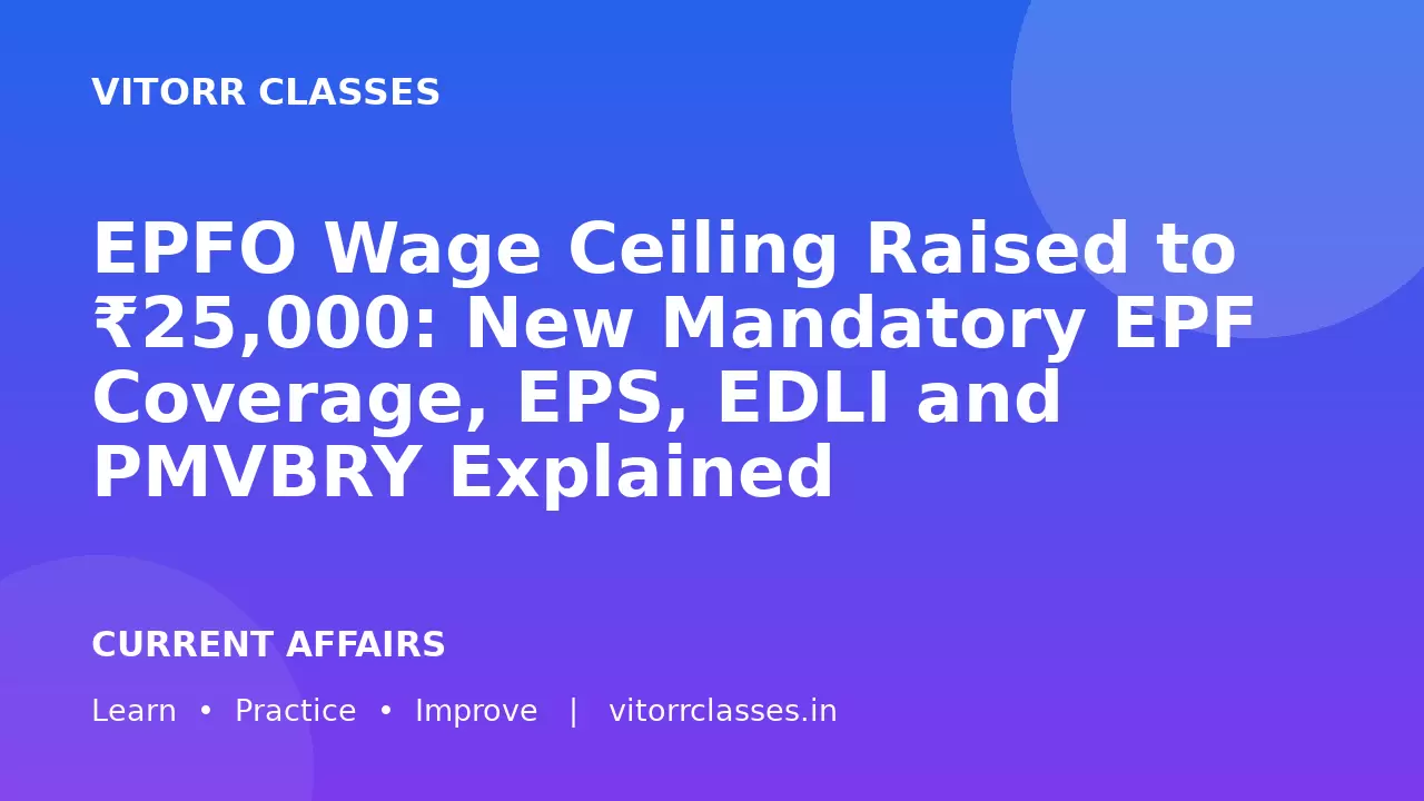 EPFO Wage Ceiling Raised to ₹25,000: New Mandatory EPF Coverage, EPS, EDLI and PMVBRY Explained