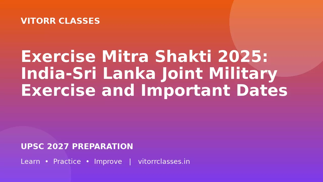Exercise Mitra Shakti 2025: India-Sri Lanka Joint Military Exercise and Important Dates