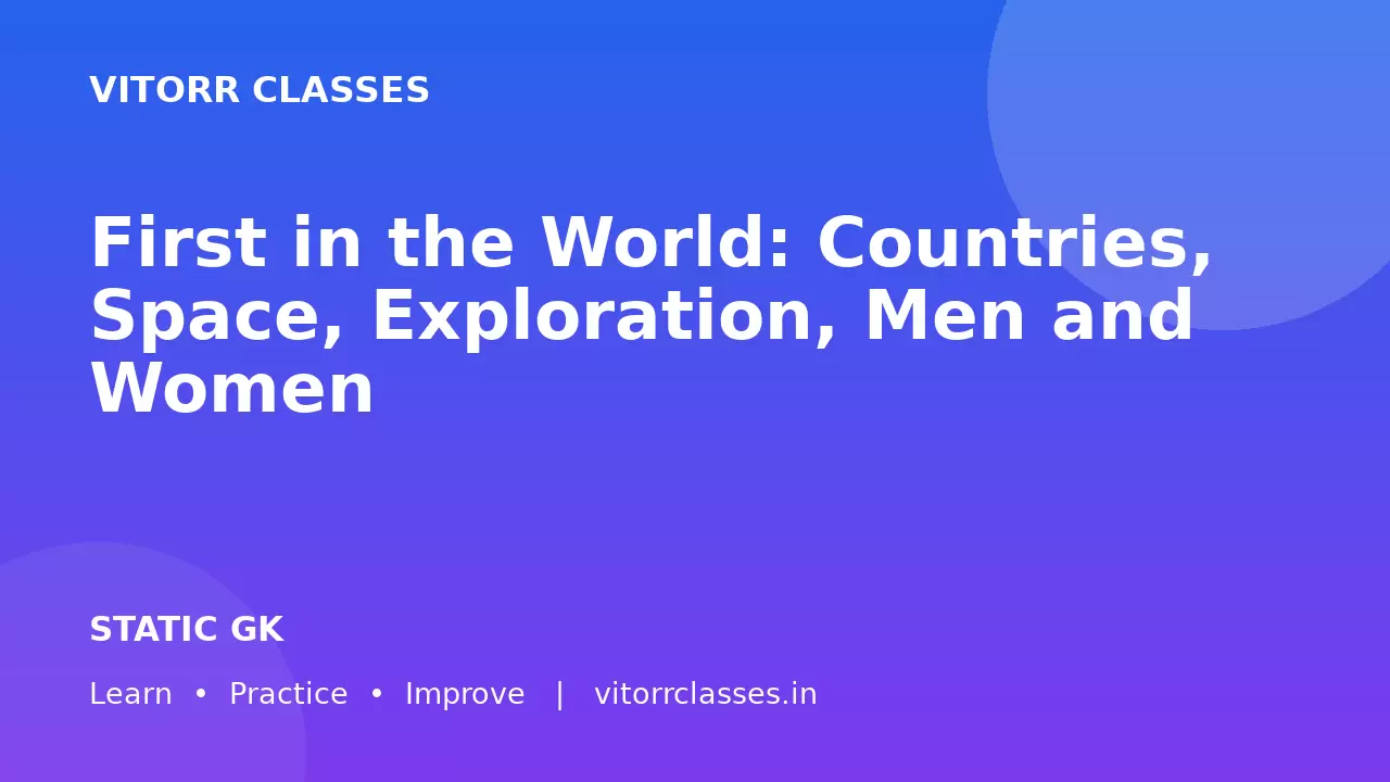 First in the World: Countries, Space, Exploration, Men and Women | विश्व में प्रथम सम्पूर्ण सामान्य ज्ञान