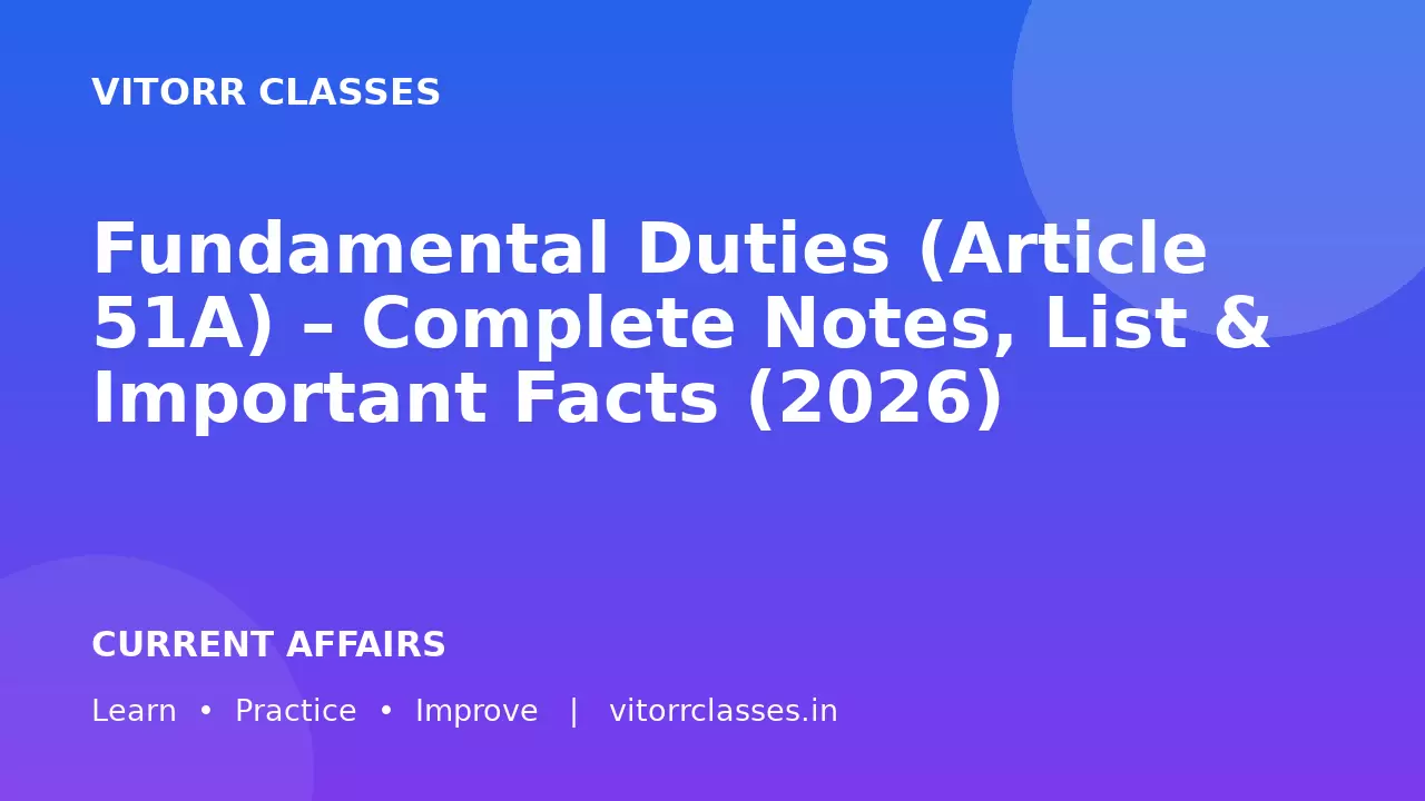 Fundamental Duties (Article 51A) – Complete Notes, List & Important Facts (2026)