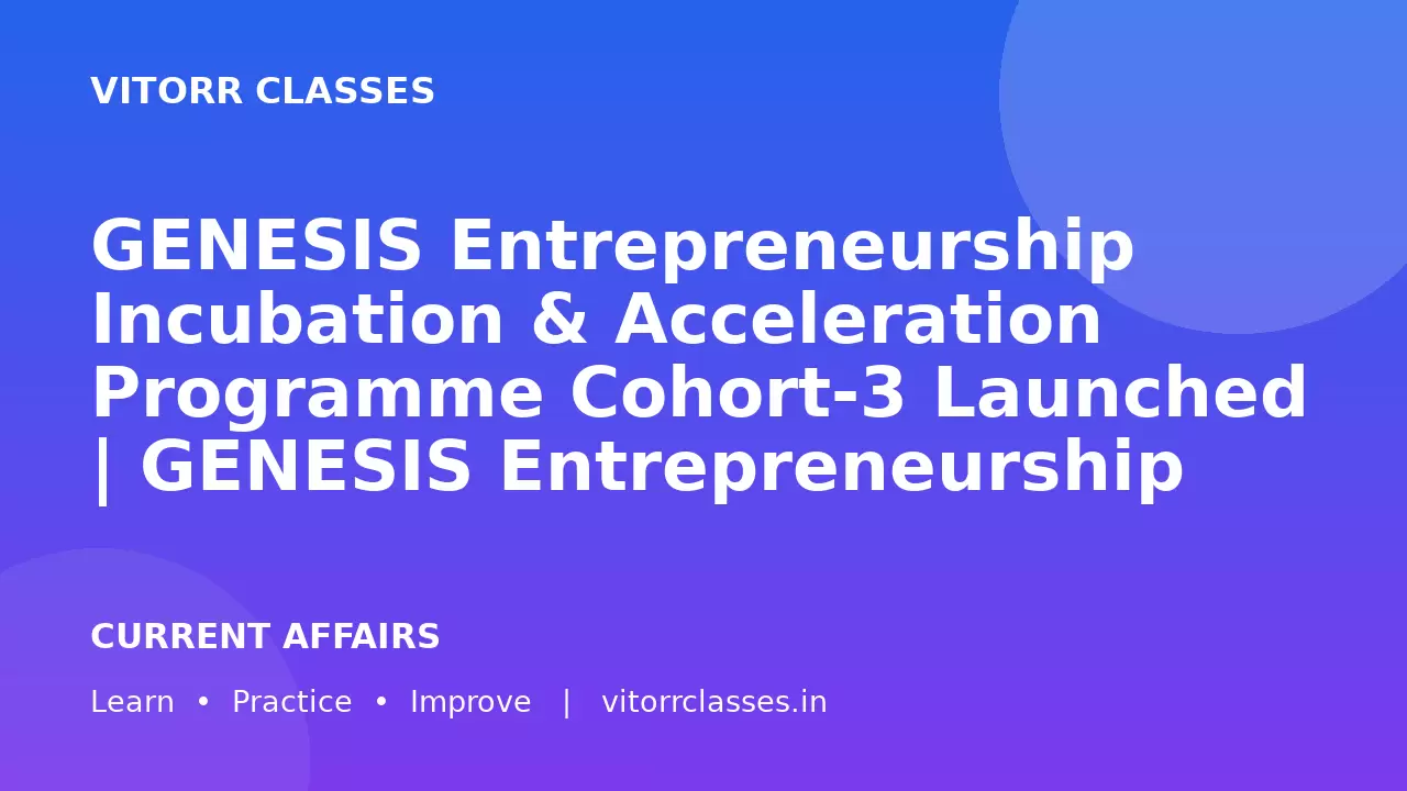 GENESIS Entrepreneurship Incubation & Acceleration Programme Cohort-3 Launched | GENESIS Entrepreneurship Incubation & Acceleration Programme Cohort-3 लॉन्च