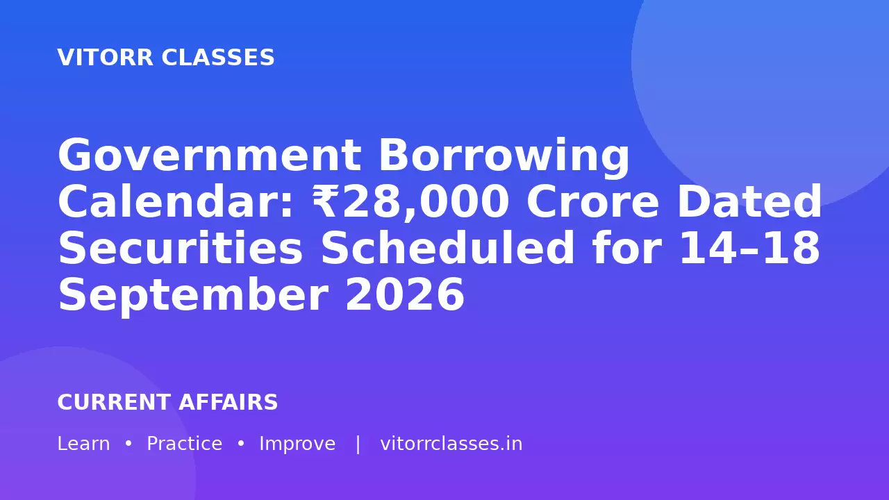 Government Borrowing Calendar: ₹28,000 Crore Dated Securities Scheduled for 14–18 September 2026