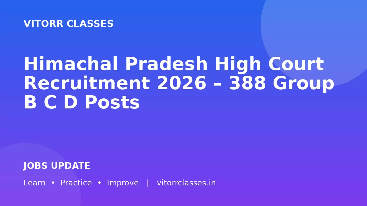 Himachal Pradesh High Court Recruitment 2026 – 388 Group B C D Posts
