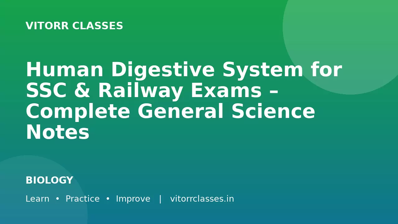 Human Digestive System for SSC & Railway Exams – Complete General Science Notes