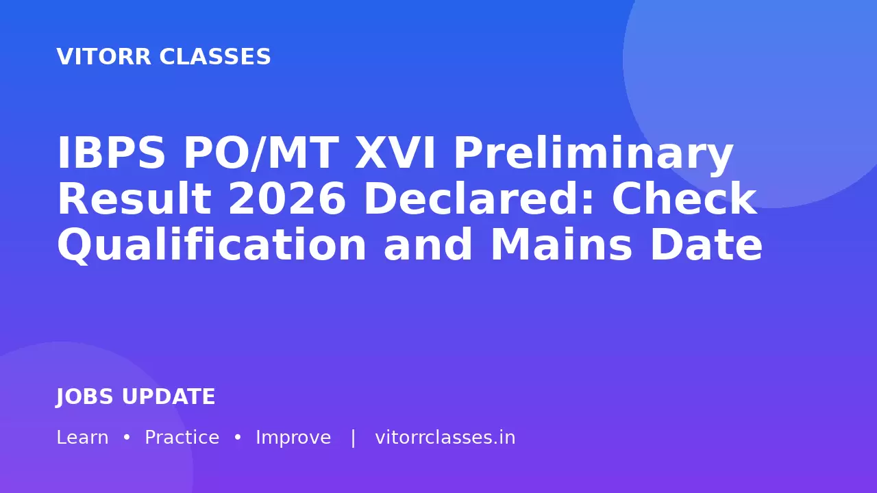 IBPS PO/MT XVI Preliminary Result 2026 Declared: Check Qualification and Mains Date