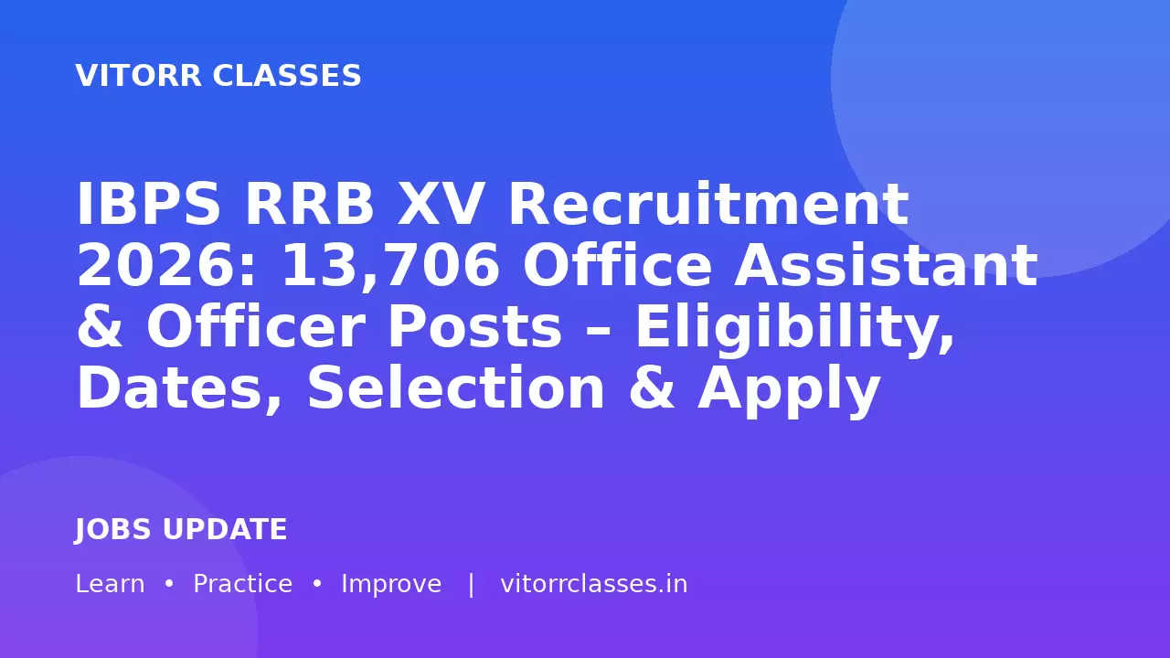 IBPS RRB XV Recruitment 2026: 13,706 Office Assistant & Officer Posts – Eligibility, Dates, Selection & Apply Online