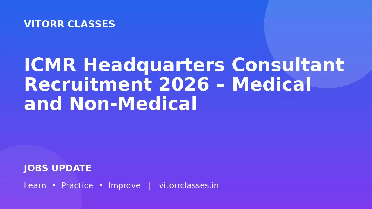 ICMR Headquarters Consultant Recruitment 2026 – Medical and Non-Medical