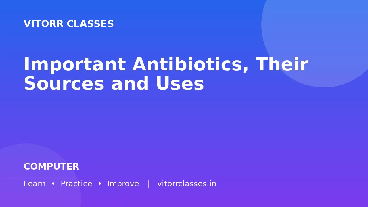 Important Antibiotics, Their Sources and Uses | महत्वपूर्ण एंटीबायोटिक्स स्रोत एवं उपयोग