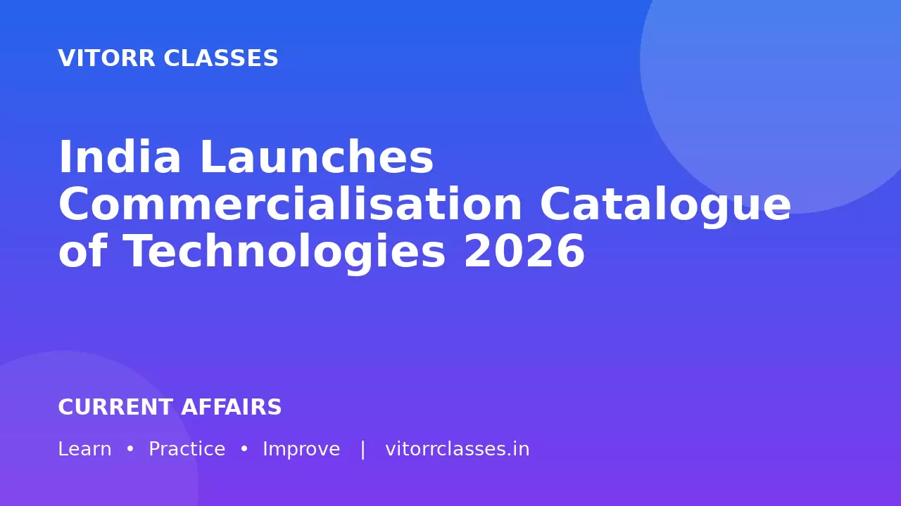 India Launches Commercialisation Catalogue of Technologies 2026 | स्वदेशी तकनीकों के व्यावसायीकरण के लिए नई सूची