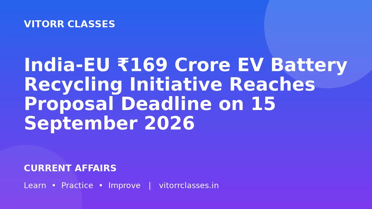 India-EU ₹169 Crore EV Battery Recycling Initiative Reaches Proposal Deadline on 15 September 2026