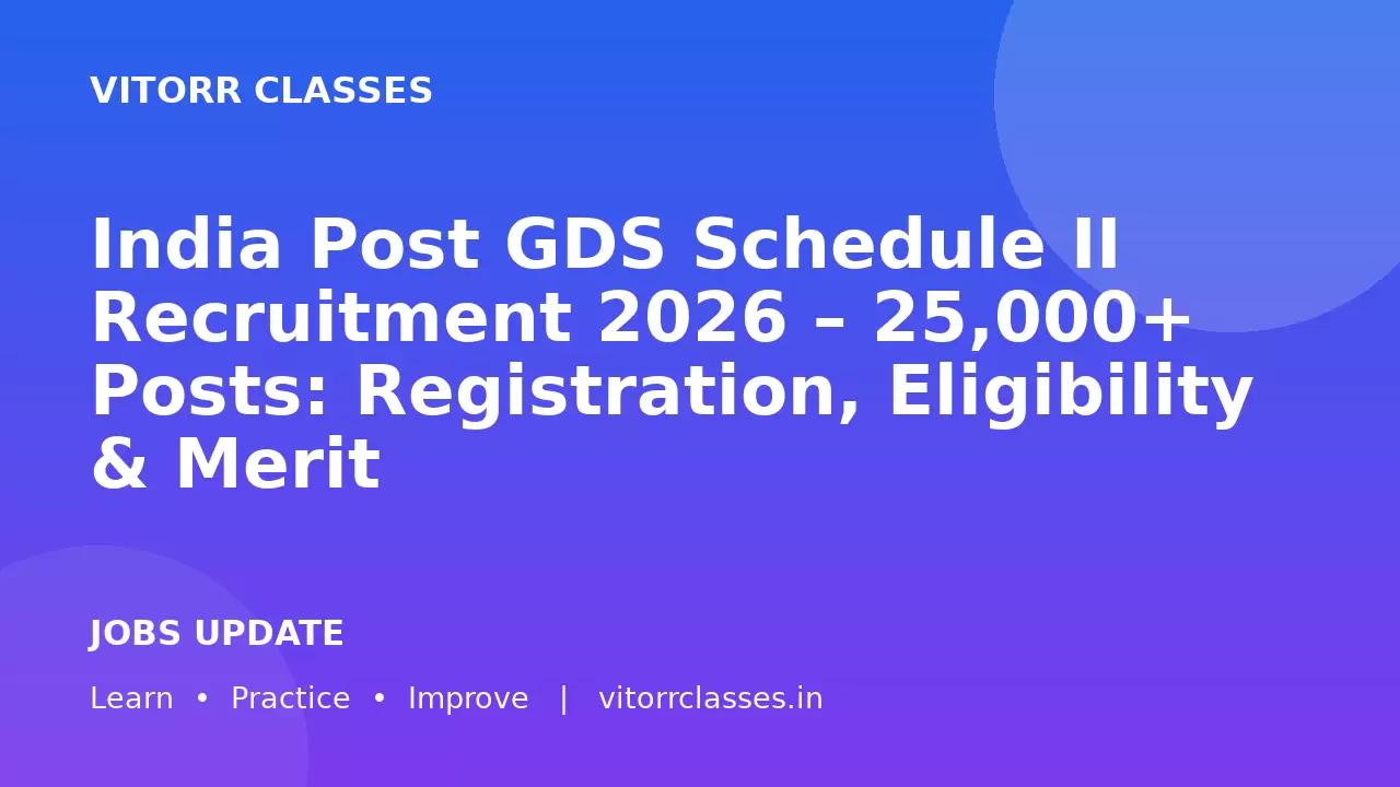 India Post GDS Schedule II Recruitment 2026 – 25,000+ Posts: Registration, Eligibility & Merit
