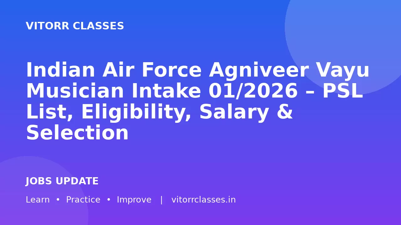 Indian Air Force Agniveer Vayu Musician Intake 01/2026 – PSL List, Eligibility, Salary & Selection