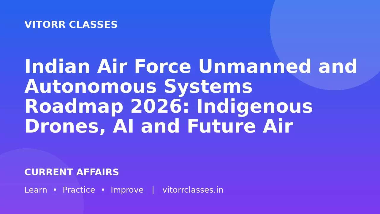Indian Air Force Unmanned and Autonomous Systems Roadmap 2026: Indigenous Drones, AI and Future Air Warfare | भारतीय वायुसेना मानवरहित एवं स्वायत्त प्रणाली रोडमैप 2026: स्वदेशी ड्रोन, एआई और भविष्य का हवाई युद्ध