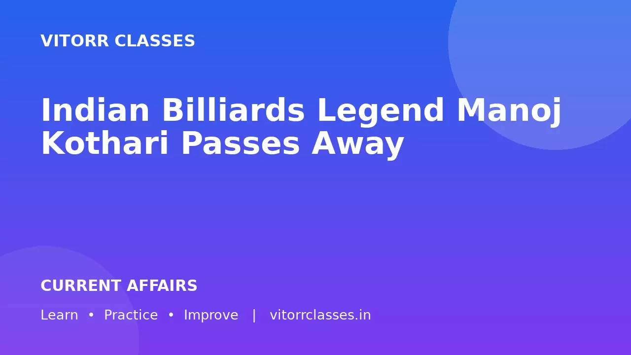 Indian Billiards Legend Manoj Kothari Passes Away