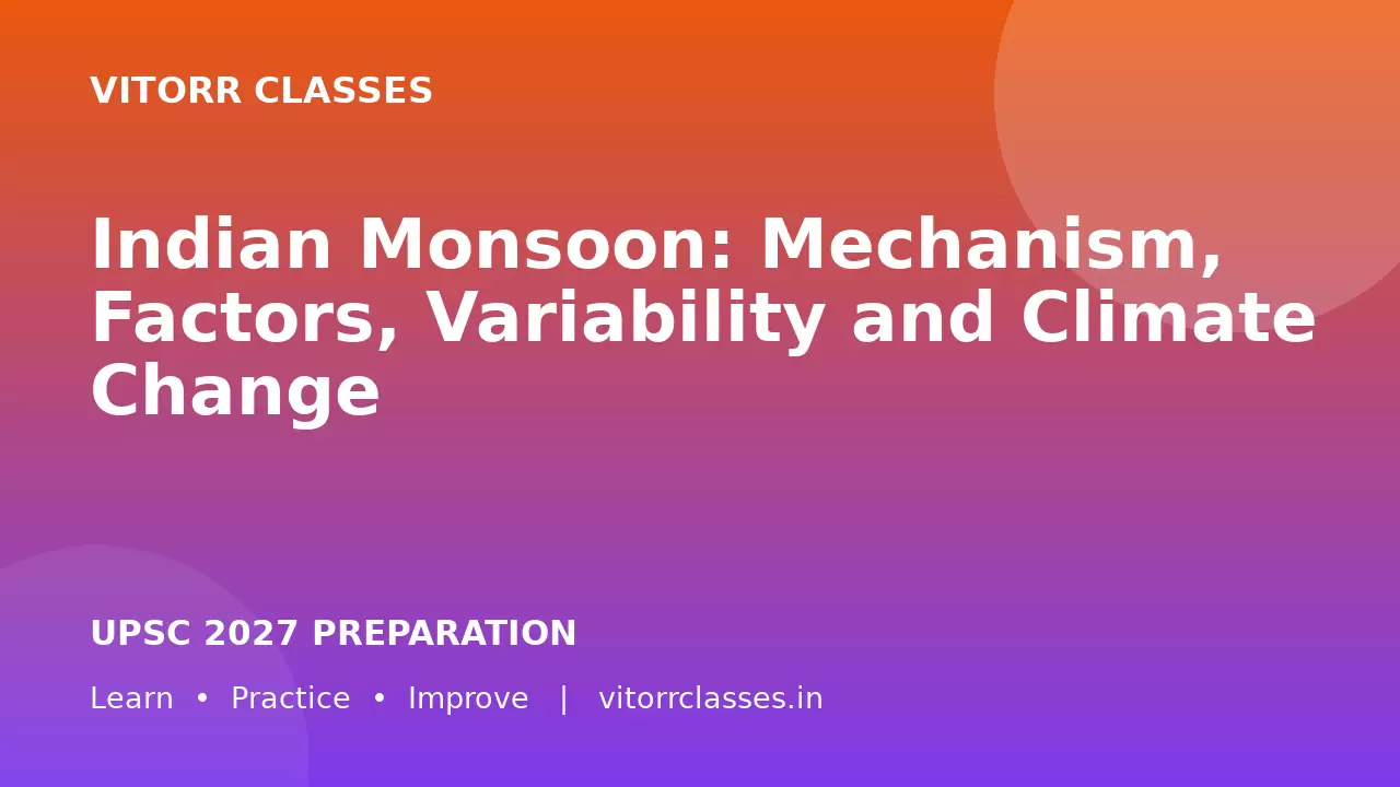 Indian Monsoon: Mechanism, Factors, Variability and Climate Change | भारतीय मानसून: तंत्र, कारक, परिवर्तनशीलता और जलवायु परिवर्तन