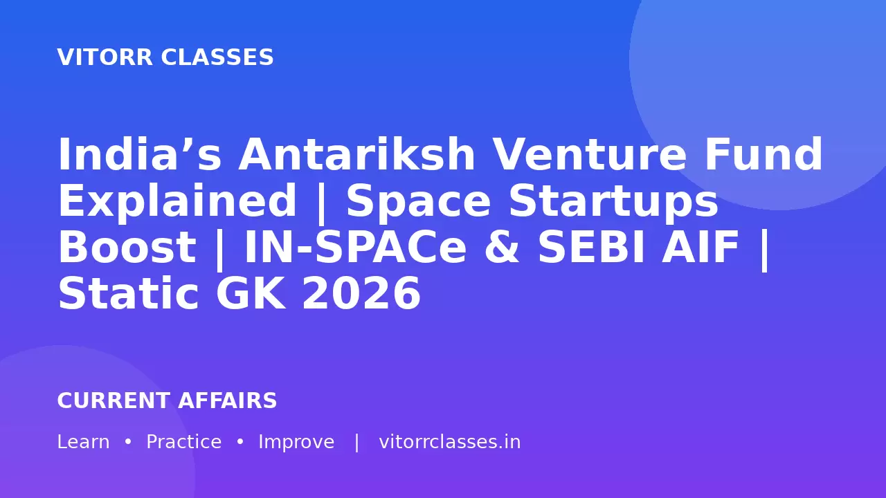 India’s Antariksh Venture Fund Explained | Space Startups Boost | IN-SPACe & SEBI AIF | Static GK 2026