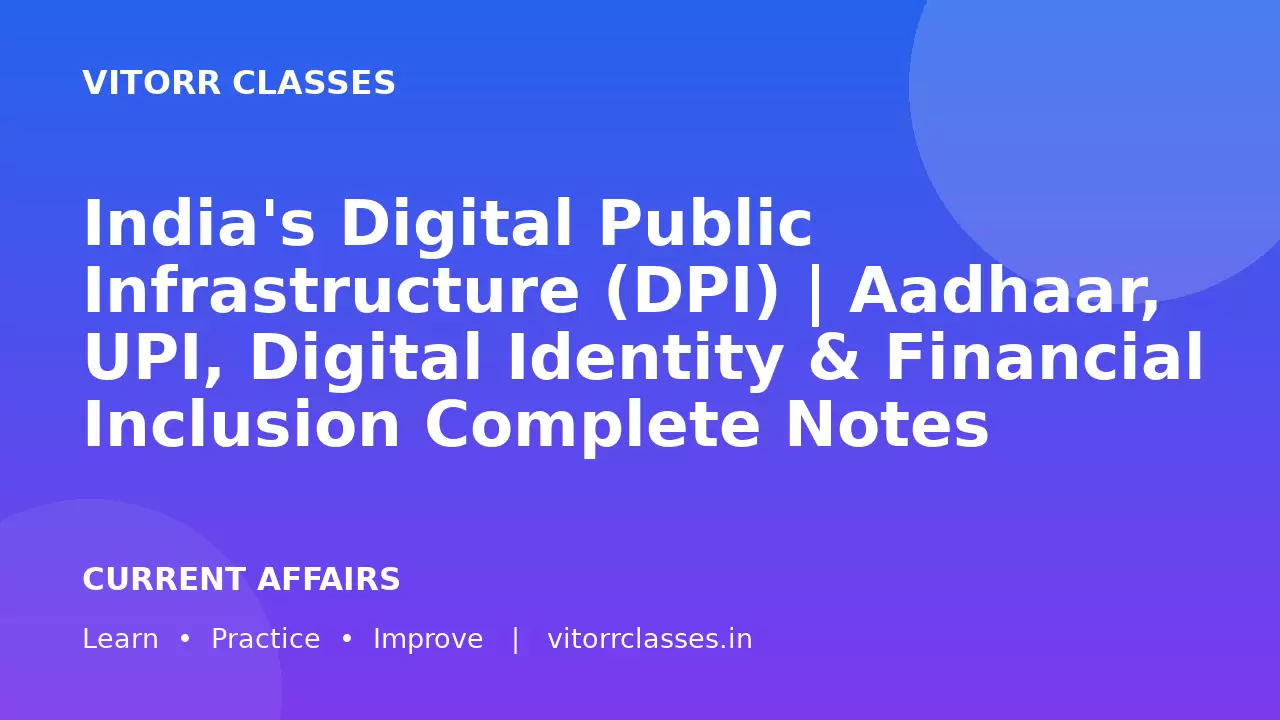 India's Digital Public Infrastructure (DPI) | Aadhaar, UPI, Digital Identity & Financial Inclusion Complete Notes