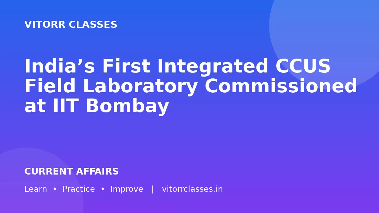 India’s First Integrated CCUS Field Laboratory Commissioned at IIT Bombay