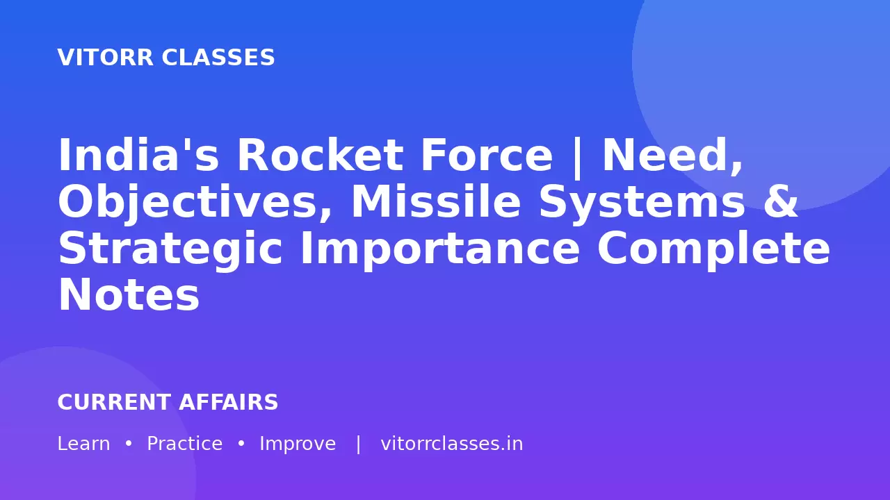 India's Rocket Force | Need, Objectives, Missile Systems & Strategic Importance Complete Notes