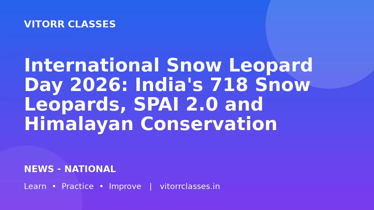 International Snow Leopard Day 2026: India's 718 Snow Leopards, SPAI 2.0 and Himalayan Conservation | अंतरराष्ट्रीय हिम तेंदुआ दिवस
