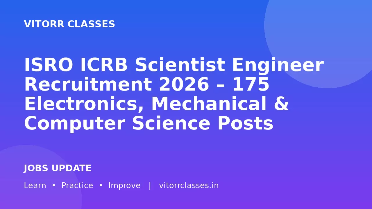 ISRO ICRB Scientist Engineer Recruitment 2026 – 175 Electronics, Mechanical & Computer Science Posts