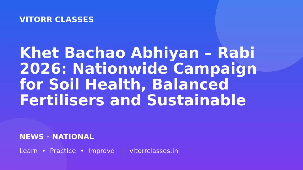 Khet Bachao Abhiyan – Rabi 2026: Nationwide Campaign for Soil Health, Balanced Fertilisers and Sustainable Agriculture | खेत बचाओ अभियान