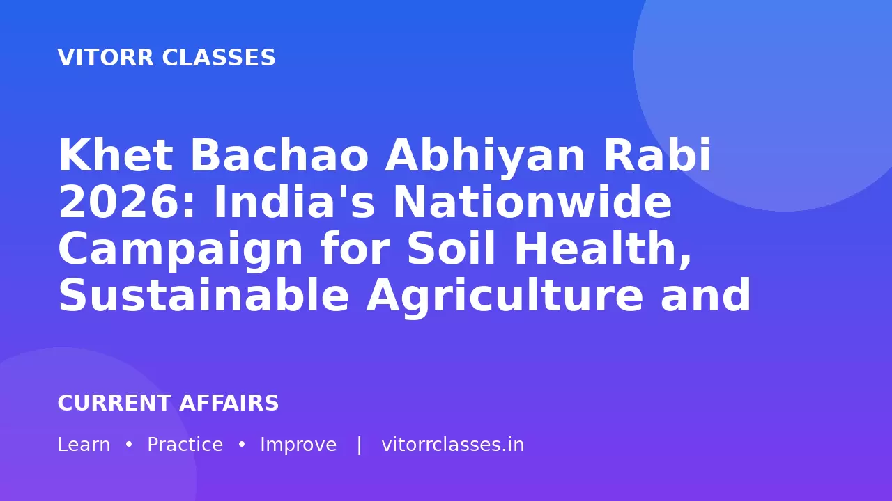 Khet Bachao Abhiyan Rabi 2026: India's Nationwide Campaign for Soil Health, Sustainable Agriculture and Farmer Welfare | खेत बचाओ अभियान रबी 2026: मृदा स्वास्थ्य, टिकाऊ कृषि और किसान कल्याण का राष्ट्रीय अभियान