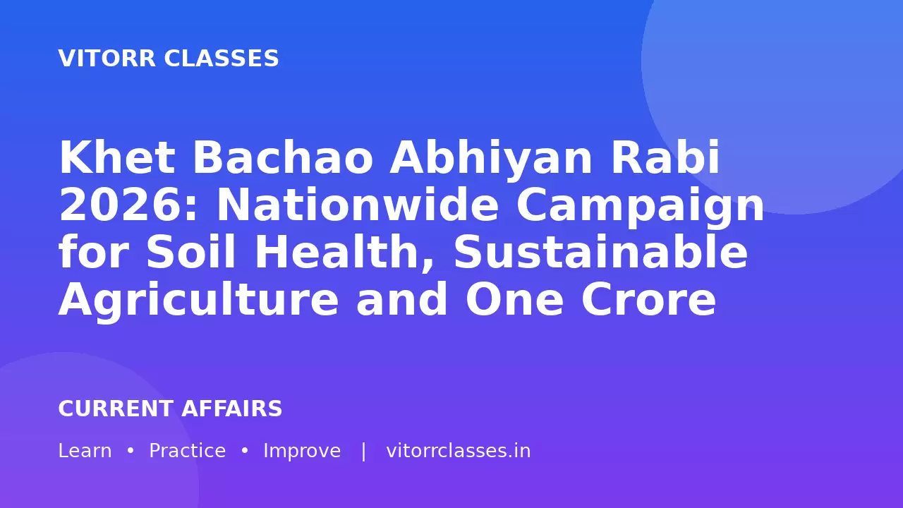 Khet Bachao Abhiyan Rabi 2026: Nationwide Campaign for Soil Health, Sustainable Agriculture and One Crore Farmers | खेत बचाओ अभियान रबी 2026: मृदा स्वास्थ्य, टिकाऊ खेती और एक करोड़ लोगों तक पहुंच का राष्ट्रीय अभियान