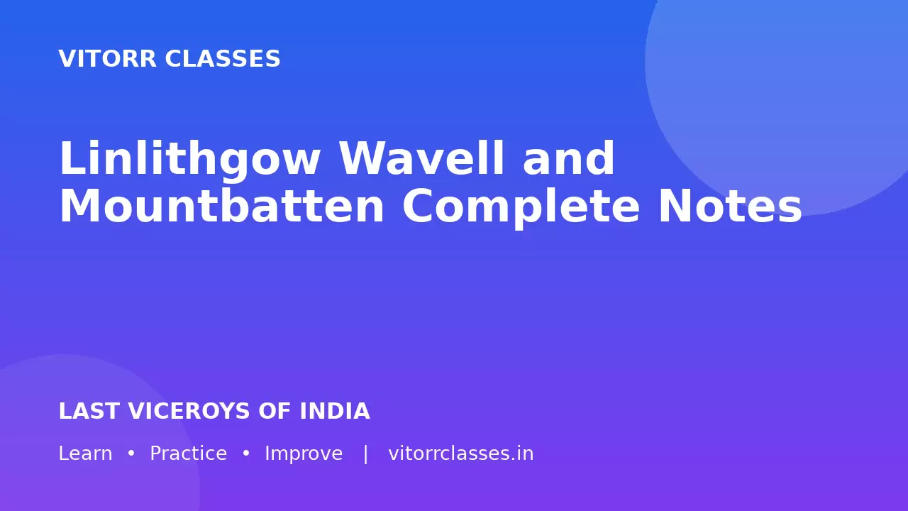 Linlithgow Wavell and Mountbatten Complete Notes | लिनलिथगो वेवेल और माउंटबेटन